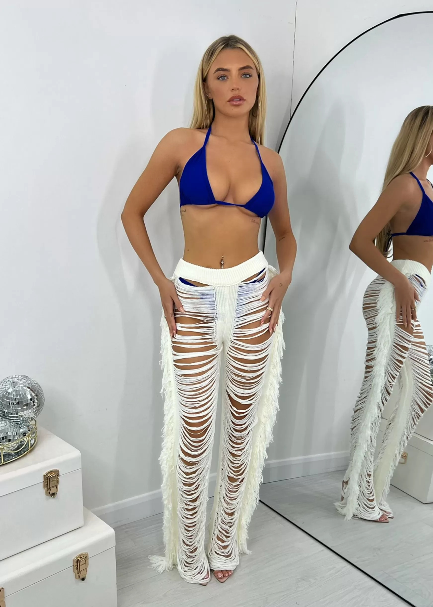 Dressmezee Bottoms<Andrina Fringe Trousers - Cream