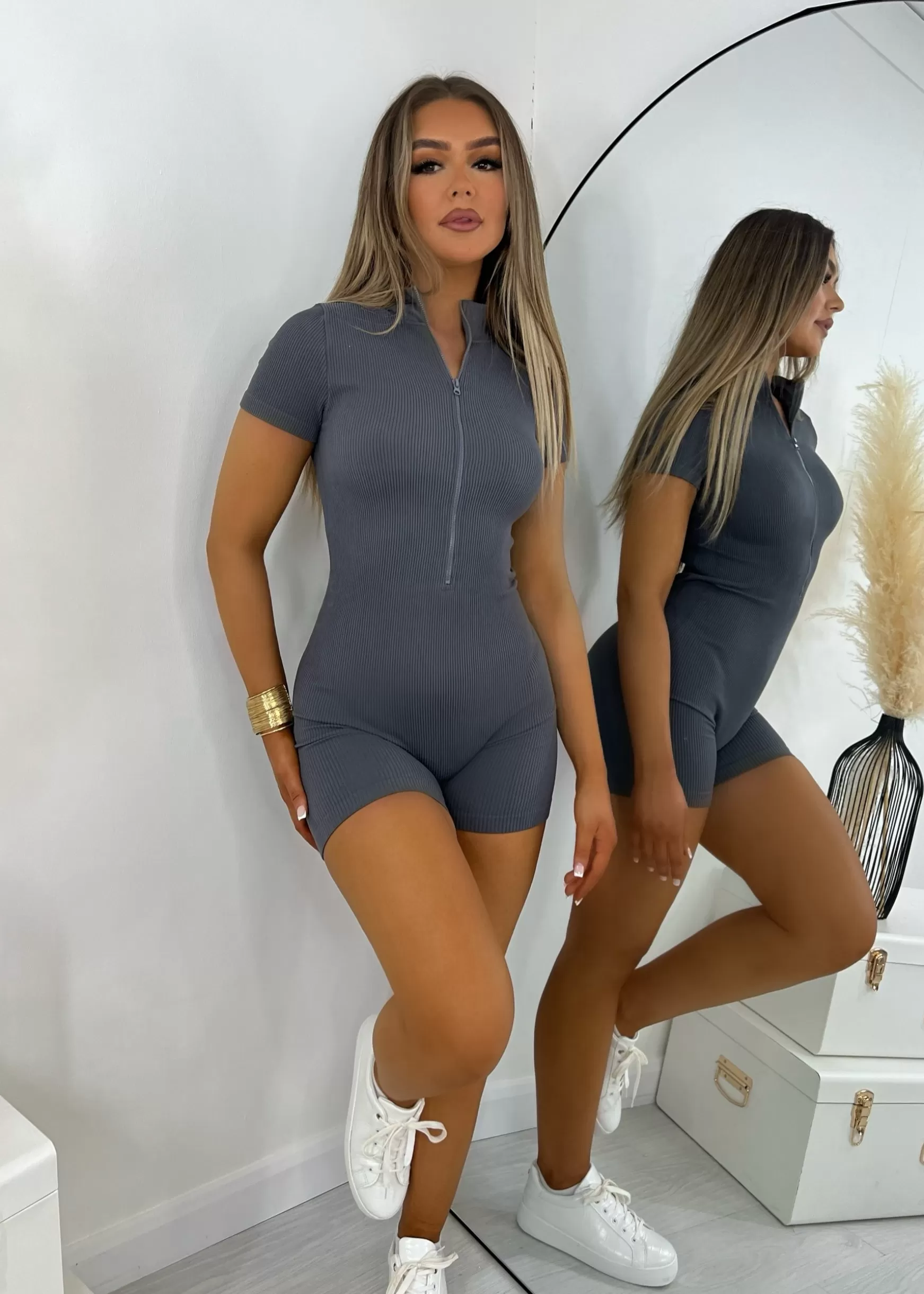 Dressmezee Rompers & Jumpsuits<Chilled Vibes Only Romper - Grey