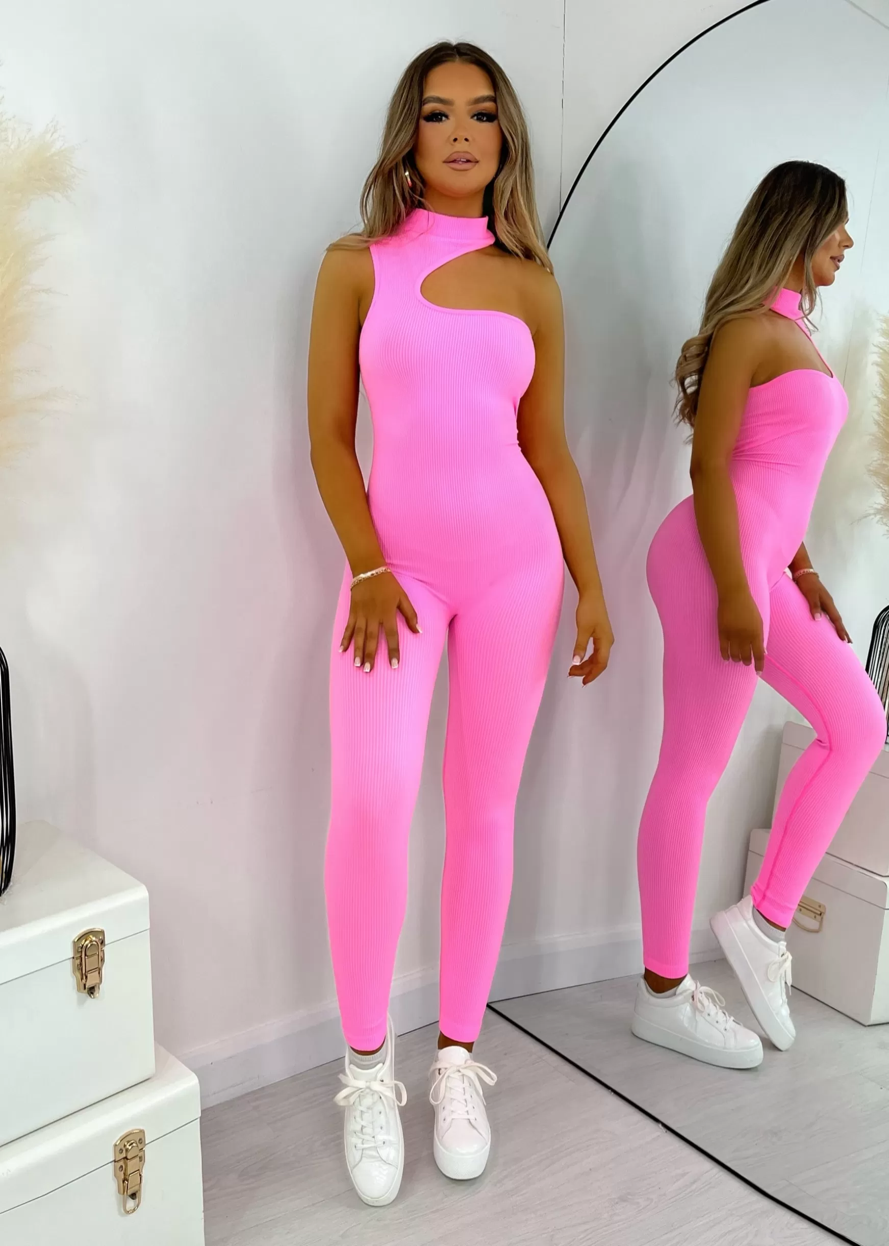 Dressmezee Rompers & Jumpsuits<Comfort Is Key Cut Out Jumpsuit - Pink