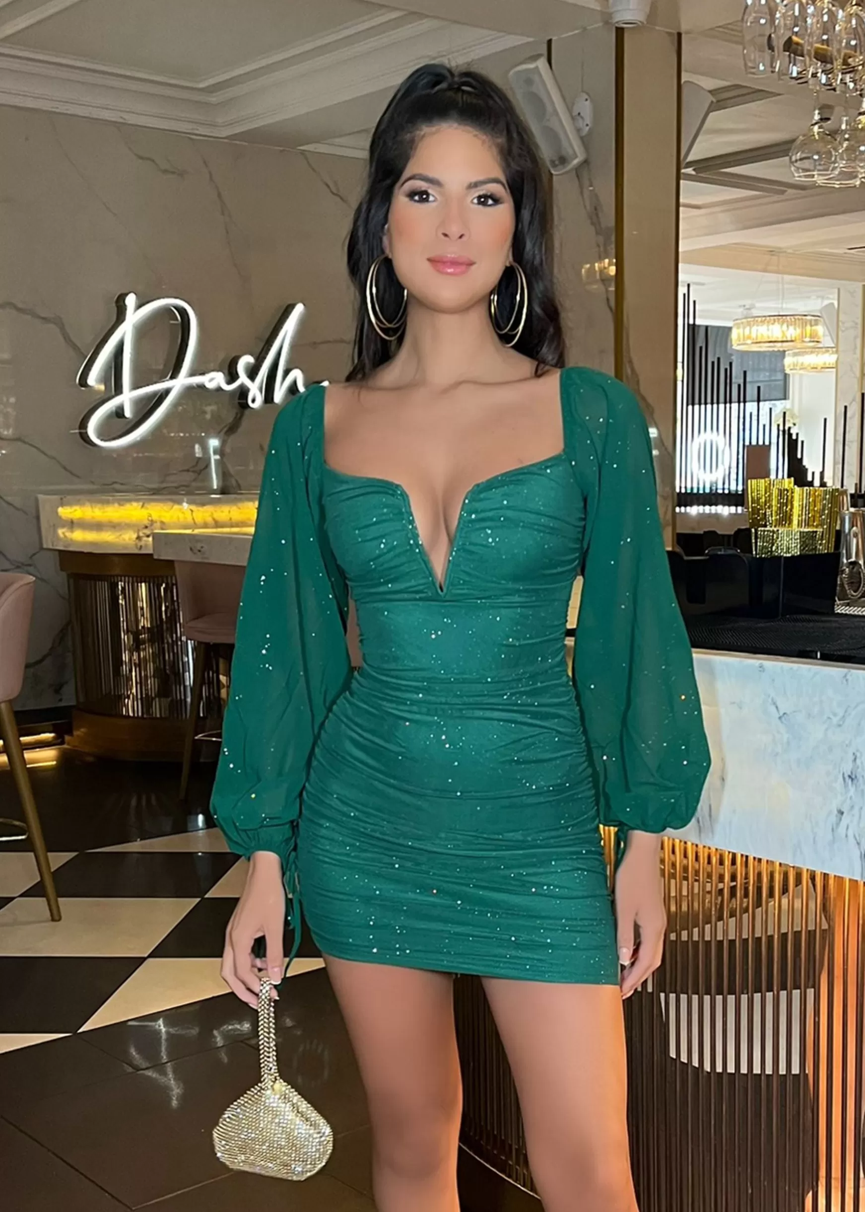 Dressmezee Dresses<In Your Dreams Long Sleeve Bodycon Dress - Green