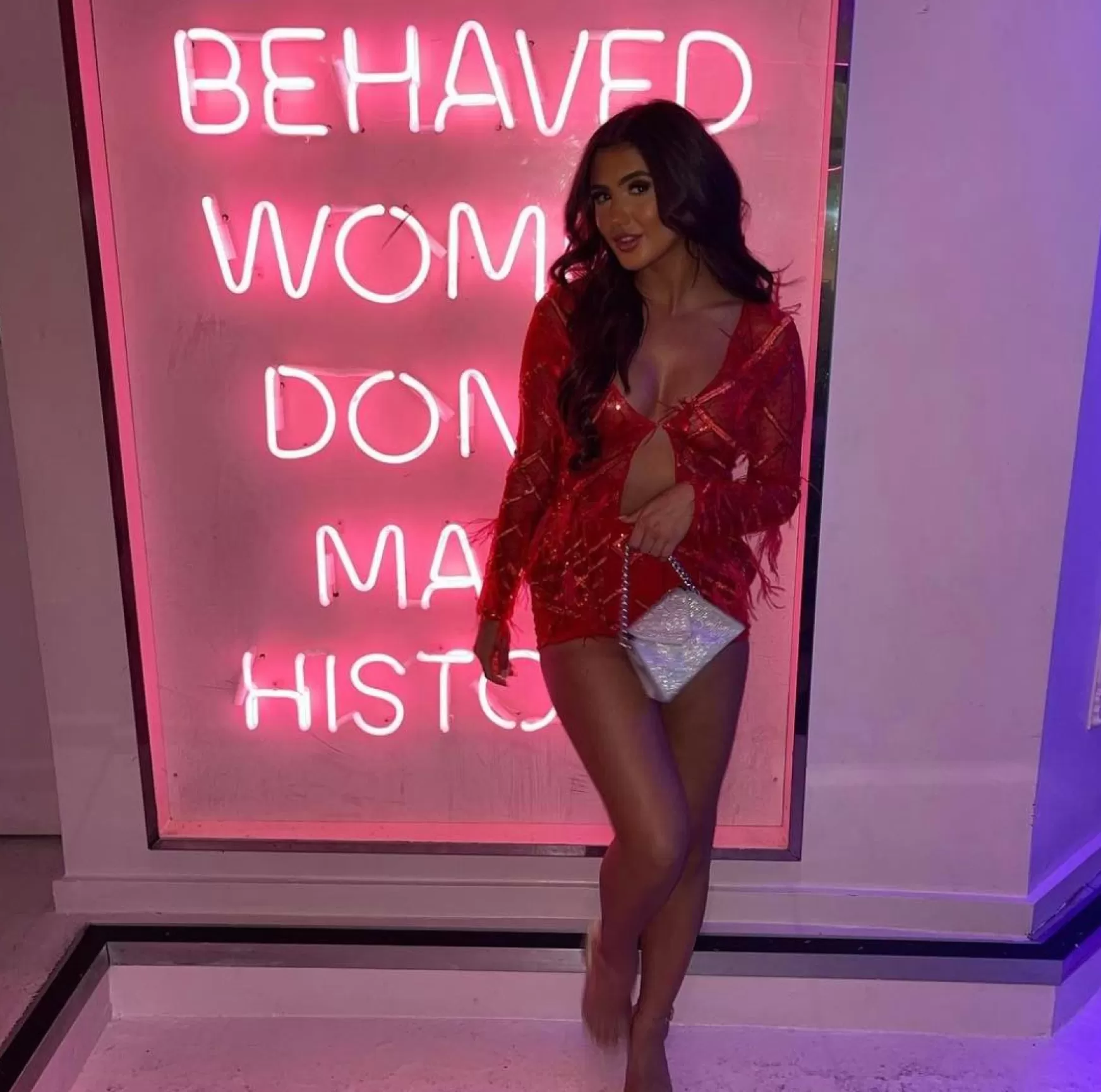 Dressmezee Co-Ords<Just My Type Feather Mesh Two Piece - Red