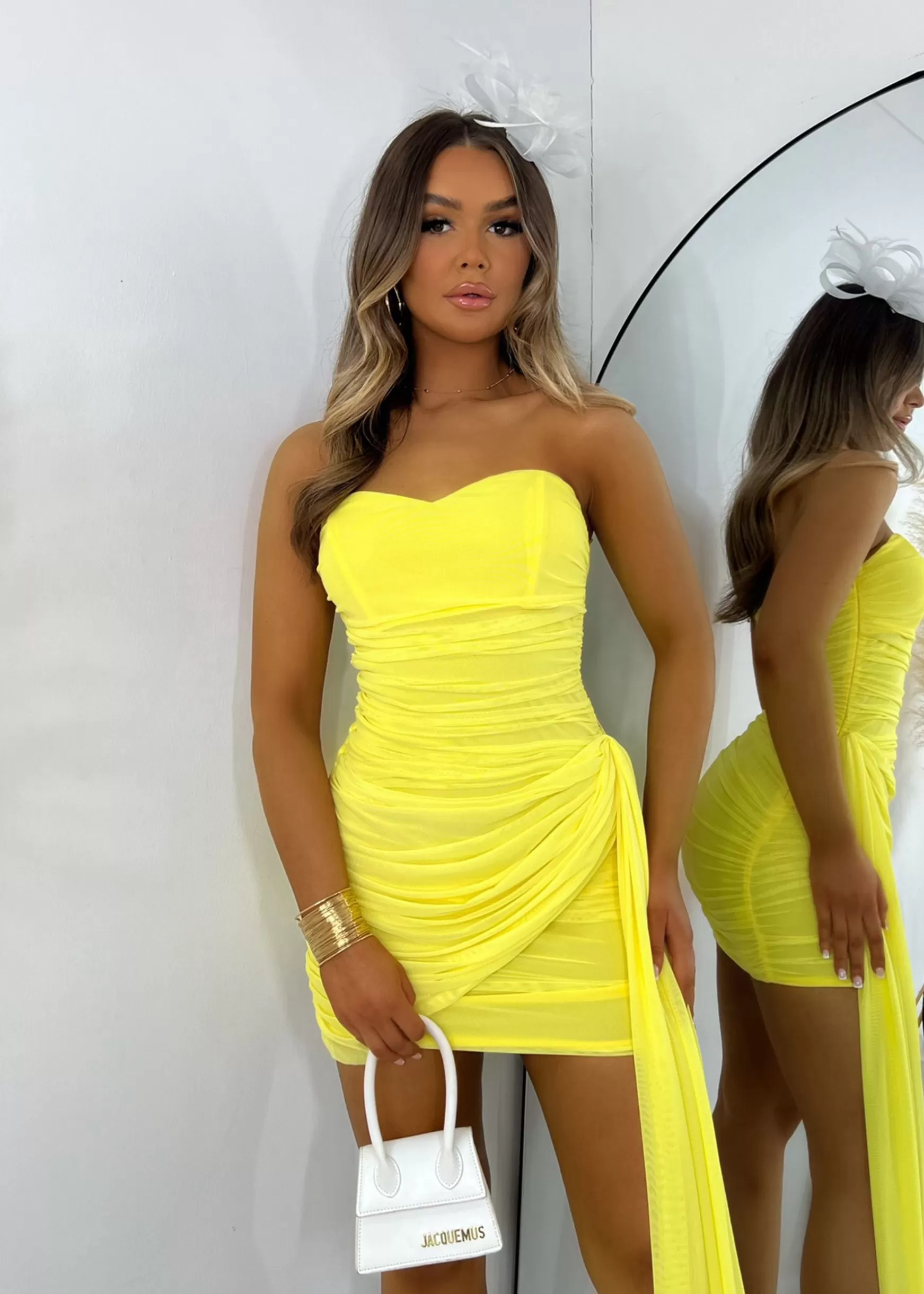 Dressmezee Dresses<Making An Entrance Mesh Mini Dress - Yellow