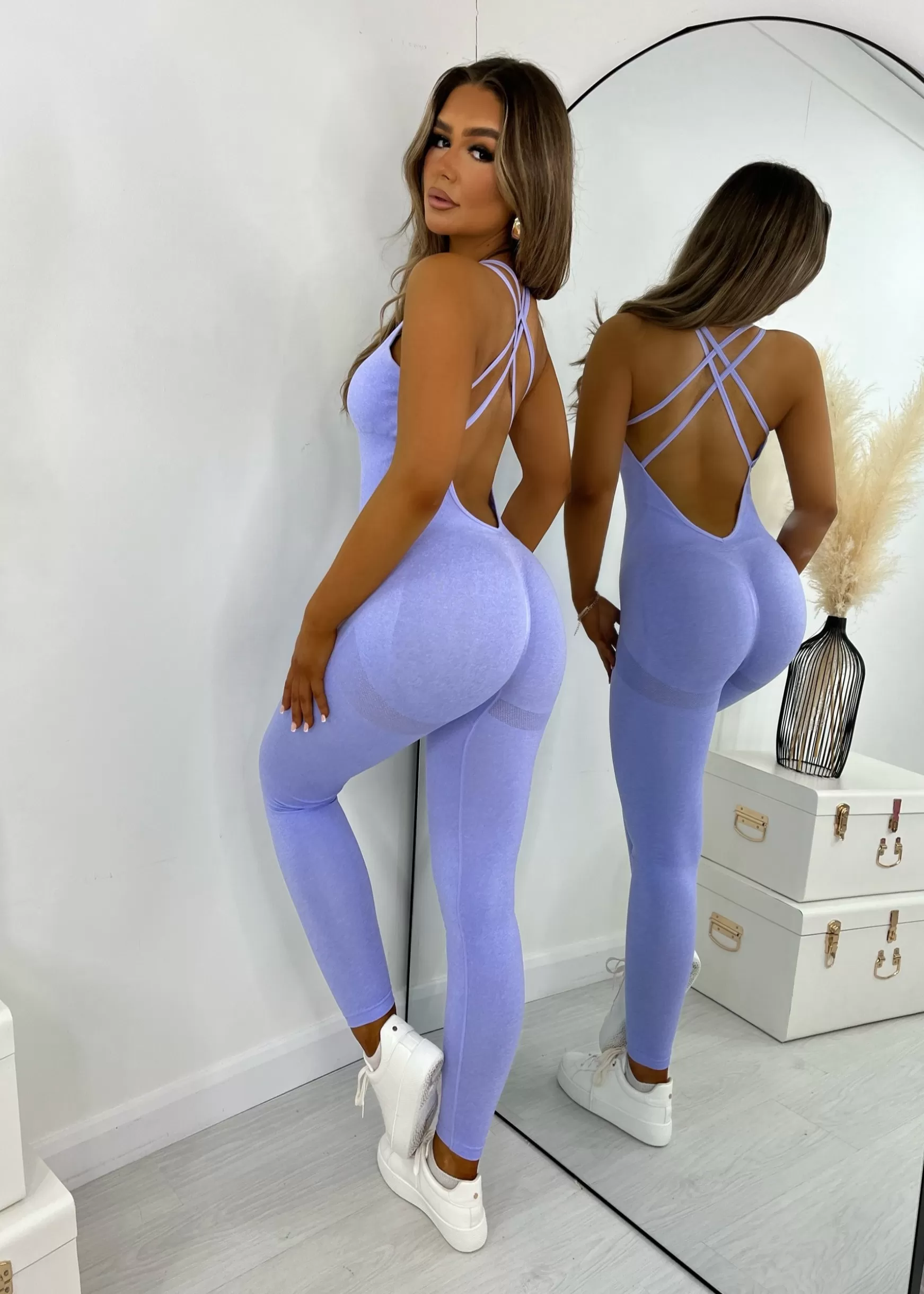 Dressmezee Rompers & Jumpsuits<Quick Mover Cross Back Active Jumpsuit - Lilac