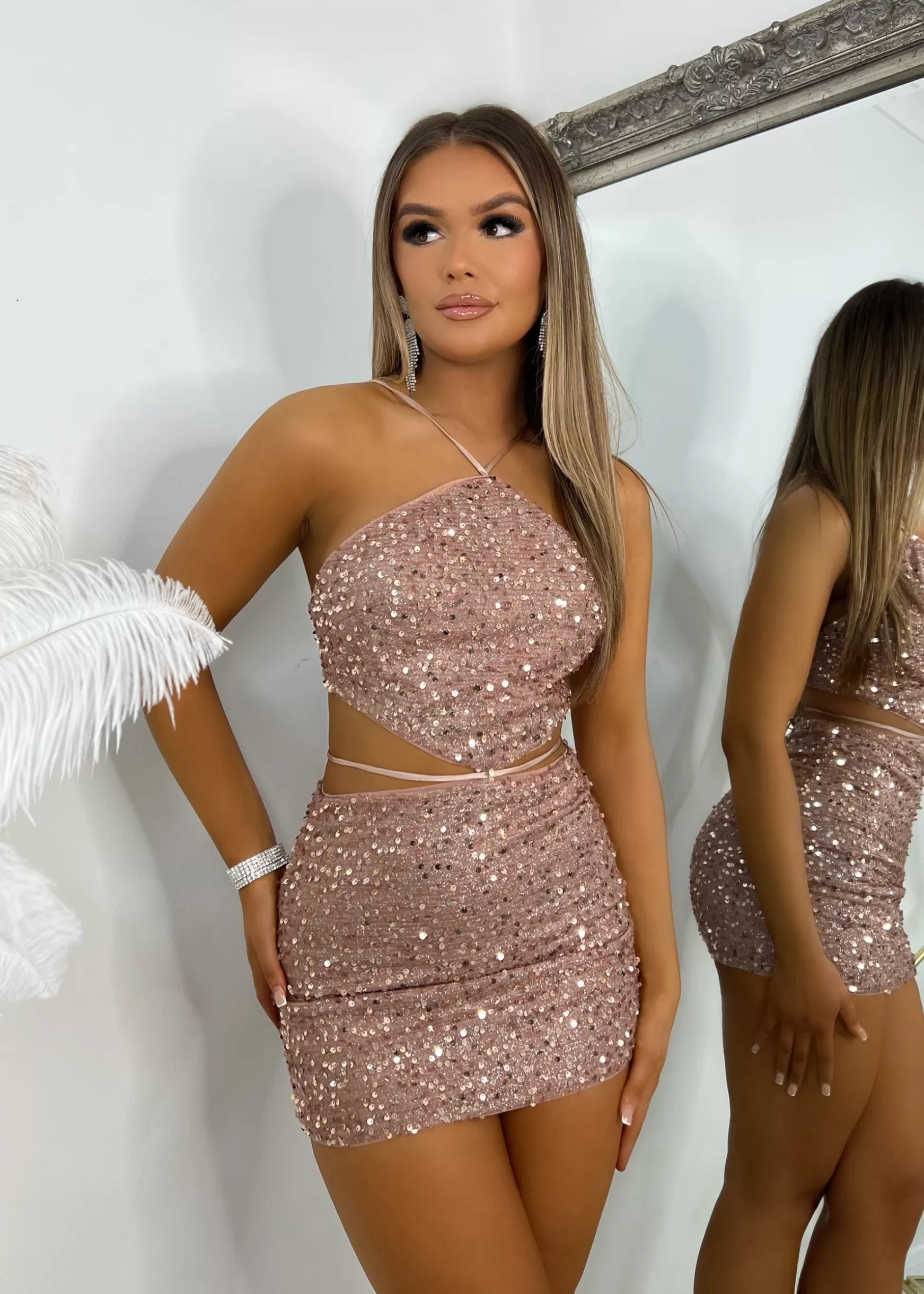 Dressmezee Dresses<Remmy Sequin Dress - Rose Gold