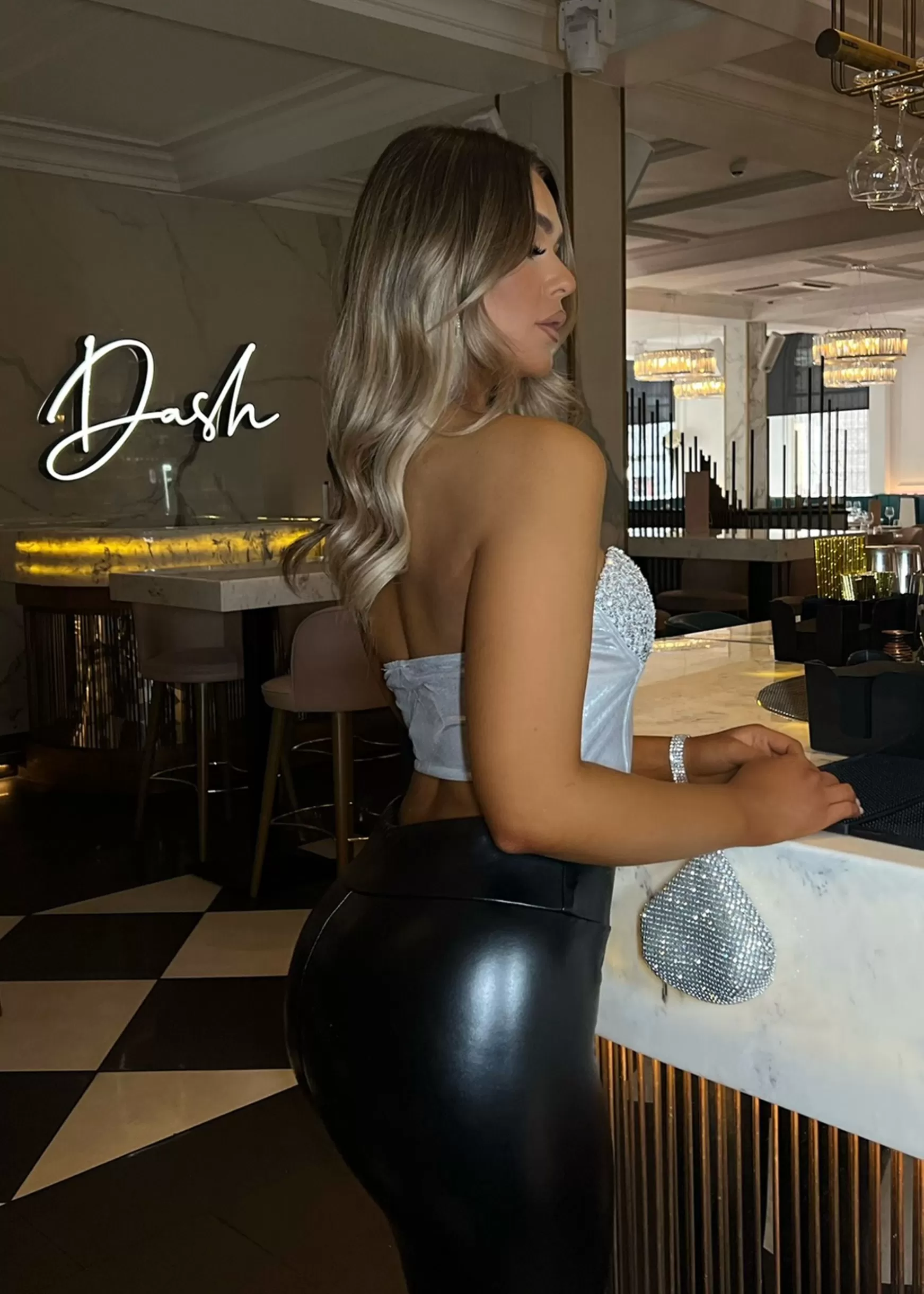 Dressmezee Tops / Bodysuits<Stolen Kisses Sequin Metallic Corset Top - Silver